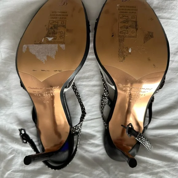 Ted Baker Polka Dot Black White Slingback Heels - Picture 3 of 6